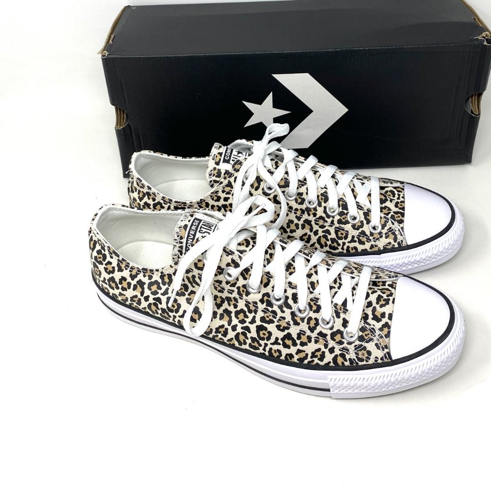 💖MEGA SALE💖Converse Ctas OX Men's Low Top Black White Leopard Canvas 166260F - Picture 3 of 10